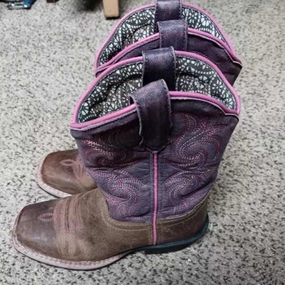 Purple Box Toe Cowboy Boots Tanner Mark Women's Print Caiman